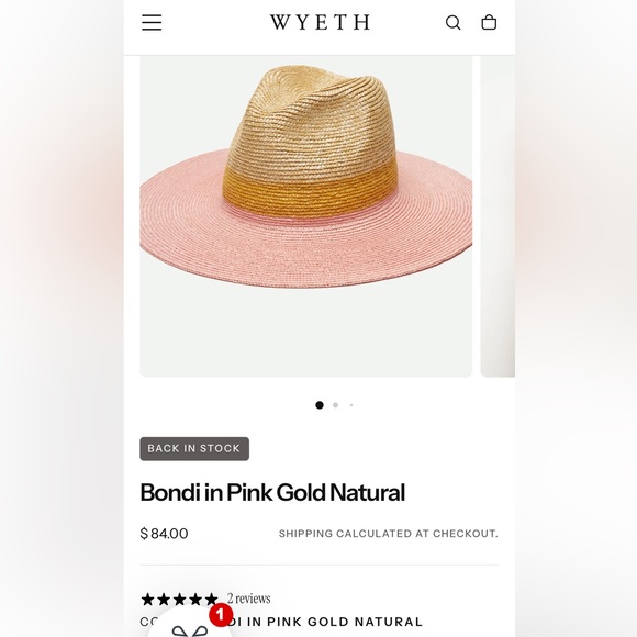 Wyeth by Todd Magill Accessories - Wyeth Stylish Pink and Gold Wide-Brim Hat, size O/S